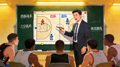 NBA亚洲杯赛事前瞻战术板分析配图 - 教练布置战术场景