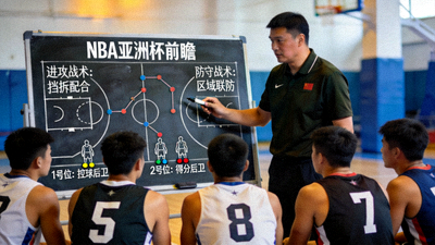NBA亚洲杯赛事前瞻战术板分析配图 - 教练布置战术场景